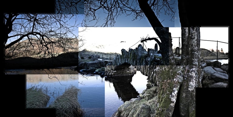 A joiner photo of Slaters bridge in the Lake Distrct