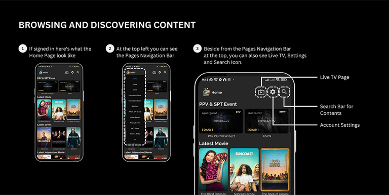 BROWSING CONTENT OF CATCHONTV APP