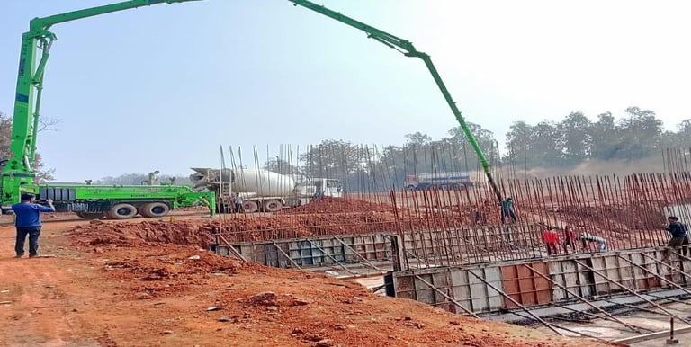 a crane lifts a crane to a building