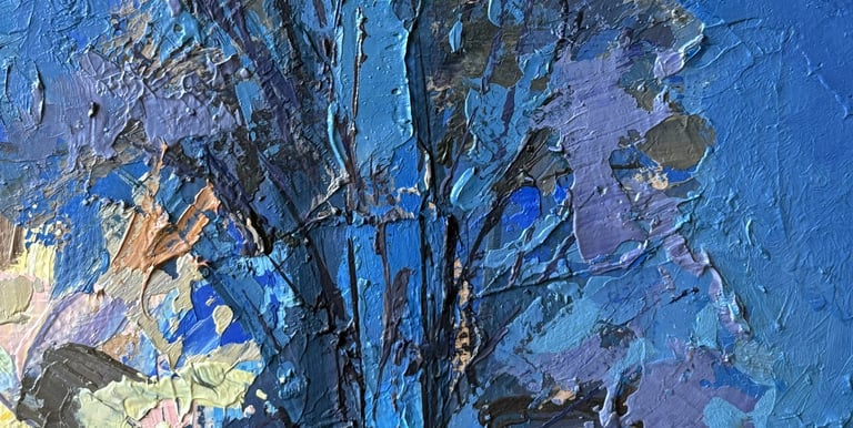 A fragment of the painting 'Twinkling Winter Evening' 11х14 inches Winter Landscape oil painting