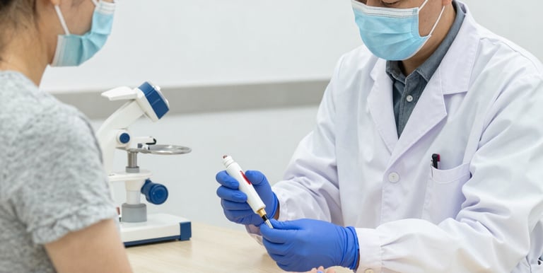 Close-up of hands typing on a laptop with a website showing location tracking features.