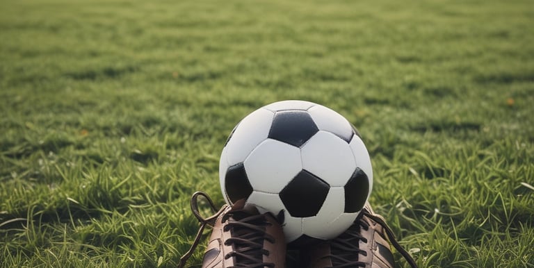 A football brand logo displayed prominently alongside social media icons and engagement metrics.