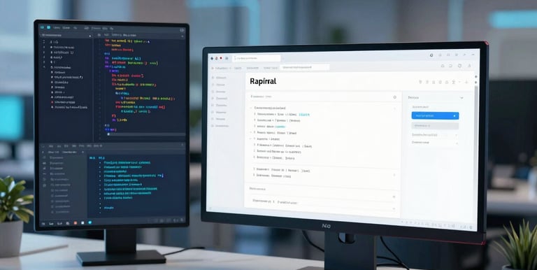 A spacious warehouse with tall shelves filled with various boxes and pallets. A yellow forklift is parked in the aisle, surrounded by organized inventory. The environment appears clean and well-lit, with items neatly stacked on metal racks.