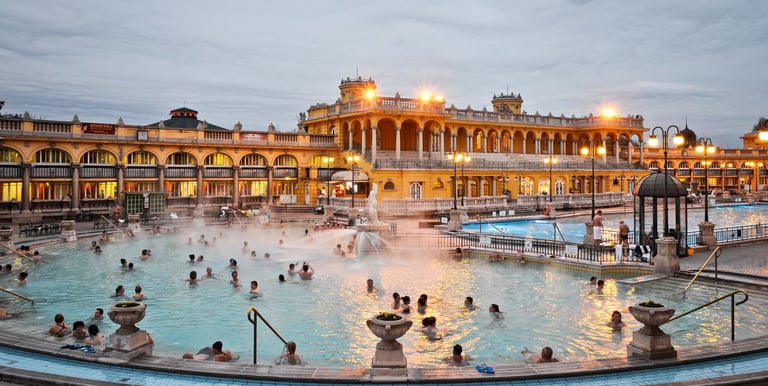 a large pool with people in it