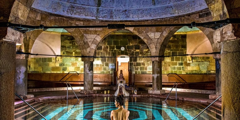 a man and a woman in a large room