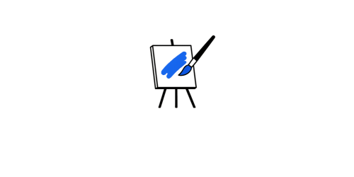 Lienzo siendo pintado de color azul