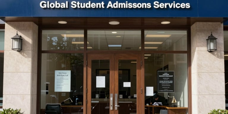 Close-up of legal documents and a pen on a polished wooden desk with law books in the background.
