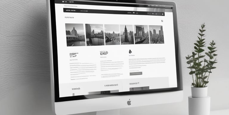 A conference room setting with several laptops on a large table, each being used by a person. A large screen displays a blue interface with the text 'Generate ad creatives from any website with AI'. A stainless steel water bottle and a conference phone are also visible on the table.
