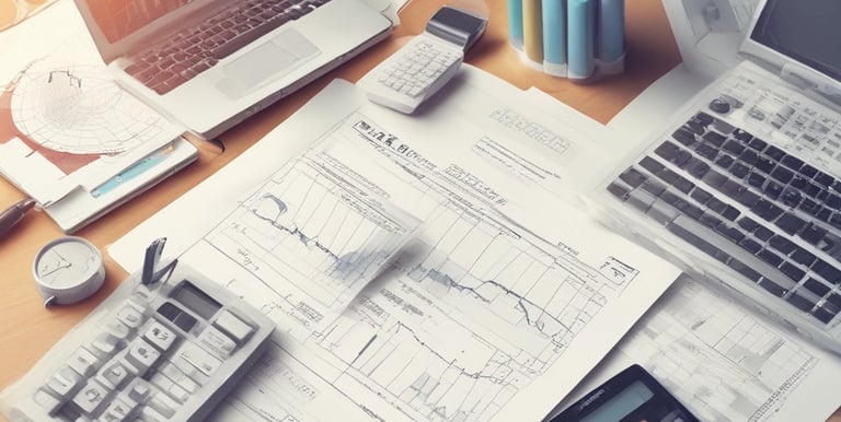 A laptop displaying a website with a search bar at the top and several categorized icons for different services. The laptop is positioned on a light-colored desk in an indoor setting, with the focus on the screen contents and some blurred background elements.