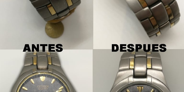 Reloj Citizen Titanium restaurado donde puede verse el antes y el después