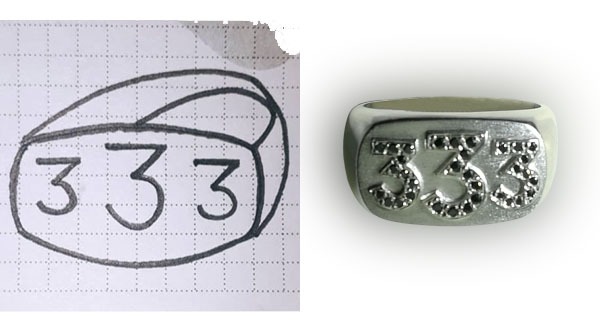 Anillo fabricado en plata partiendo de un bosquejo del cliente