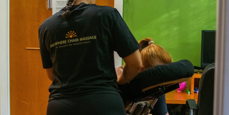 n-site chair massage for businesses in the Gainesville, FL area, to enhance employee wellness and sh