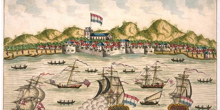 a painting of a large ship in the water