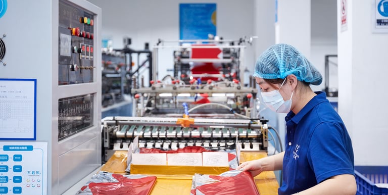 Balloon manufacturing facility with large-scale production and quality control systems.