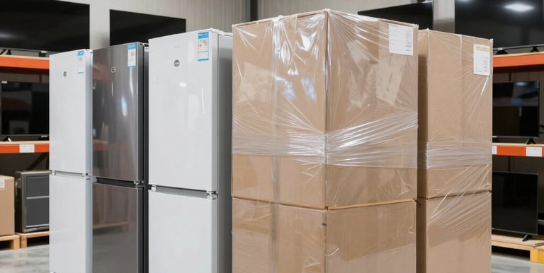 Lil’ Earl mascot handing over a bright orange power drill with a friendly smile, inside the store.