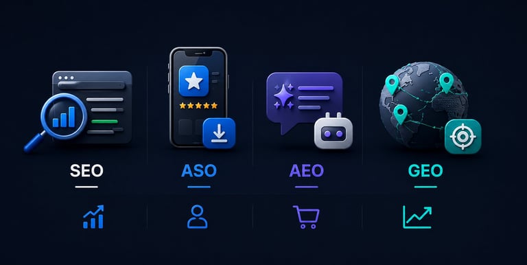 SEO ASO AEO GEO marketing services