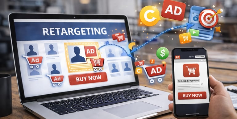 Retargeting marketing strategy designed to re-engage visitors, increase conversions