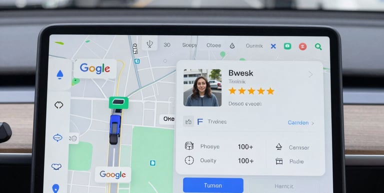 A clean, modern dashboard showing automated review collection progress on Google Maps.
