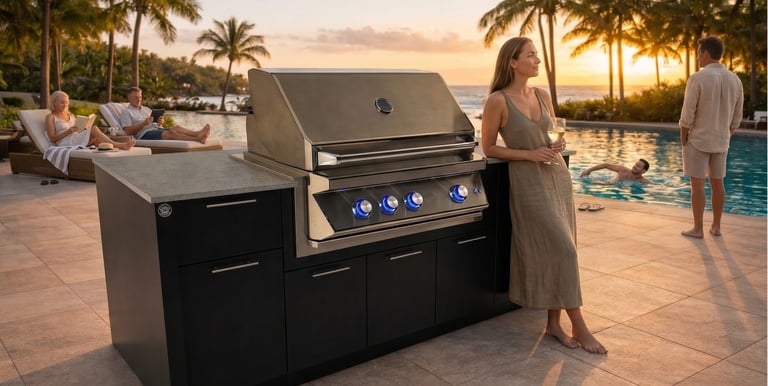 Station Grill TE36 outdoor kitchen kit with 36" Twin Eagles gas grill and Dekton Keon countertop