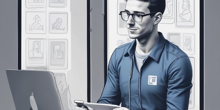 Close-up of a young person smiling while scrolling through social media feeds on a smartphone.