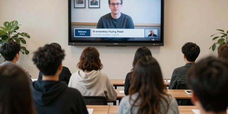 A warm classroom setting with attentive adults engaged in a psychology workshop.