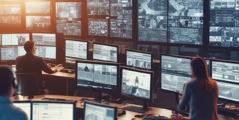 A team analyzing security footage on a computer.