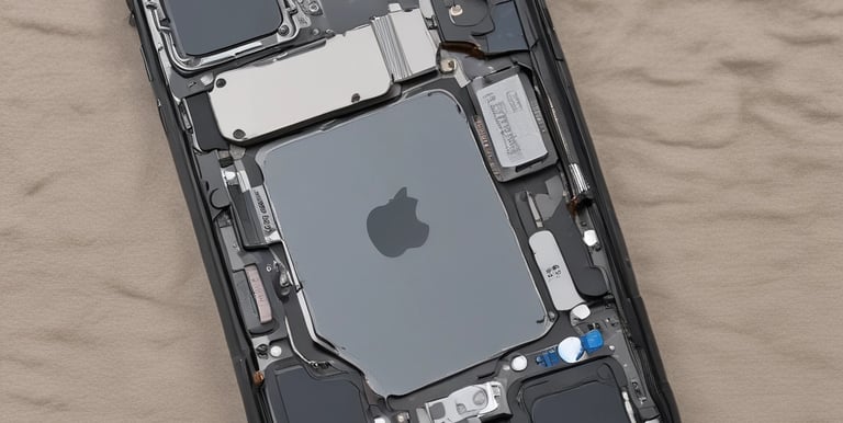 A collection of various smartphone and watch accessories is arranged neatly on a dark surface. The items include colorful phone cases with designs and labels, assorted watch bands in different materials and colors, and some packaged accessories. In addition to the tech accessories, there is a partial view of a green plant with yellow flowers and an over-ear headphone in the corner.