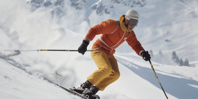 Skiers enjoying fresh powder on a sunny day in Pinzolo ski area.