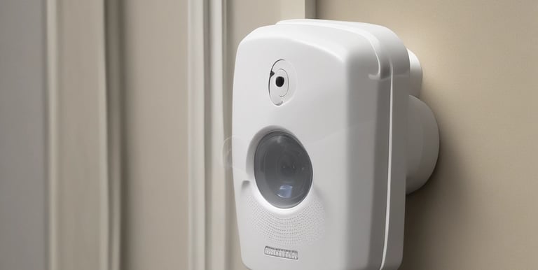 A scene of urban devastation featuring a severely damaged multi-story building with broken windows and a charred facade. The surrounding area is littered with debris and a wrecked car is parked among the rubble. A large tree stands near the building, and a few people are seen walking along the street.
