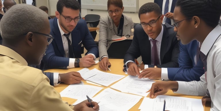 A professional team of compliance consultants in a meeting.