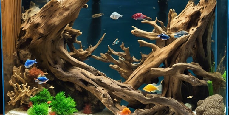 a small yellow fish in a green aquarium