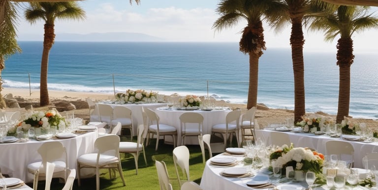 A serene oceanfront resort at sunset with elegant lounge chairs facing the water.