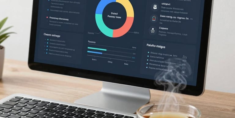 A calm, organized workspace with a notebook, coffee, and digital devices.