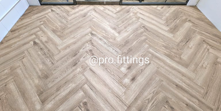 Herringbone flooring installed by Pro Fittings Ltd