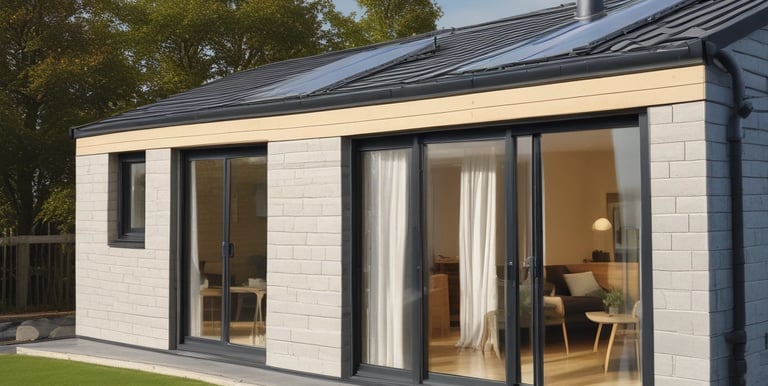 A modern modular home showcasing sleek lines and a welcoming entrance.