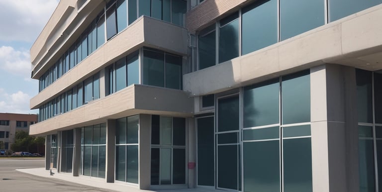 Construction workers repairing a brick wall on a bright day.