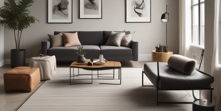 Close-up of a professional cleaning a colorful rug with a steam cleaner in a cozy living room.