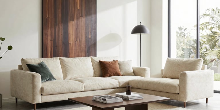 Craftsman carefully assembling a custom wooden cabinet in a modern home setting.