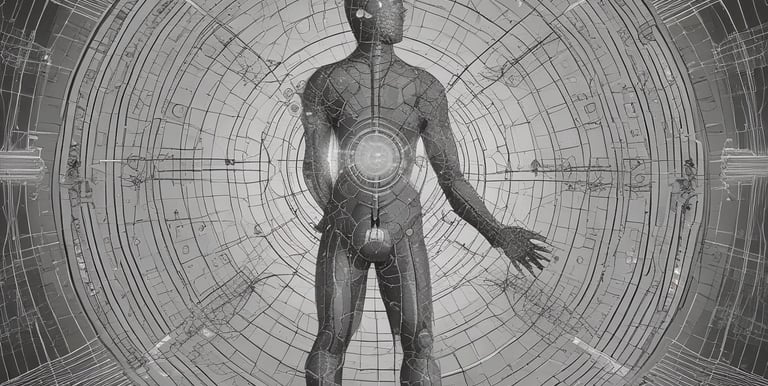 A high-performance individual meditating with glowing energy patterns around them.