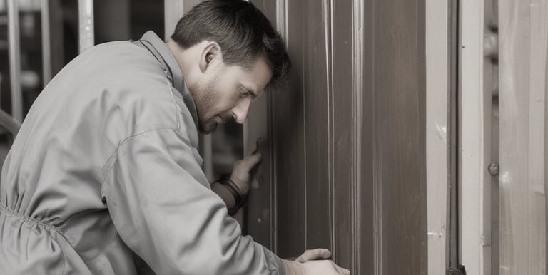 Close-up of high-security lock installation on a modern front door.