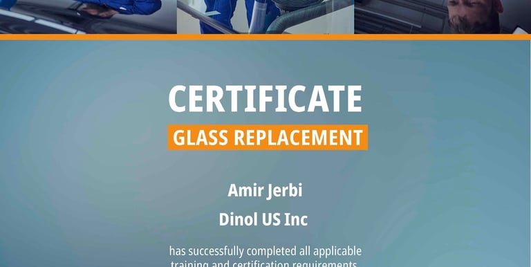 auto glass certificate