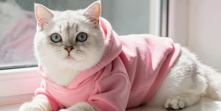 gatito usando hoddie rosado