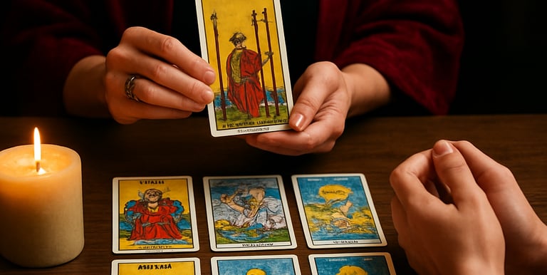 Close-up of a collection of rudraksha beads and colorful crystals arranged on a velvet cloth