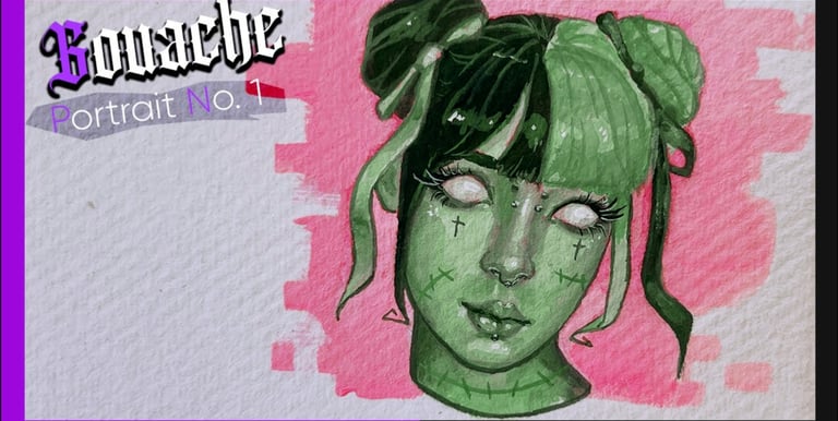 zombie girl gouache tutorial