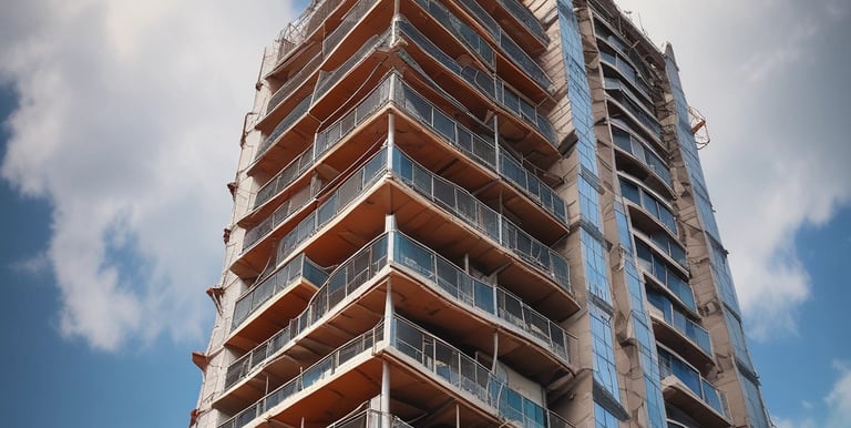 Detailed architectural model on a desk with blue and teal elements reflecting sophistication.