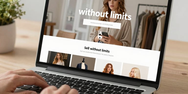 Close-up of hands coding a website on a laptop with a dark-themed interface and blue highlights.