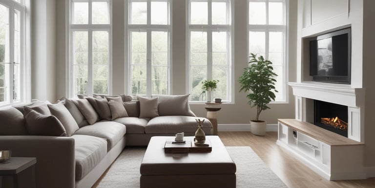 Photo of a modern building under renovation with workers applying paramano finish.