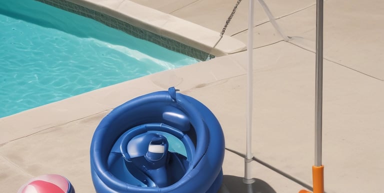 A neatly organized warehouse filled with various swimming pool pumps and filters.