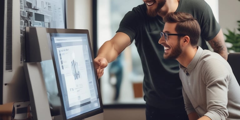 Technician setting up a secure cloud server in a modern office environment.