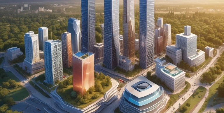 Close-up of hands exchanging keys in front of a modern building.